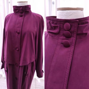Vintage Vibrant Purple Peacoat, Vintage Trench Coat 1960s Purple, Oversized Trench Coat, Ankle Length Windbreaker, Spring Minimal Overcoat L