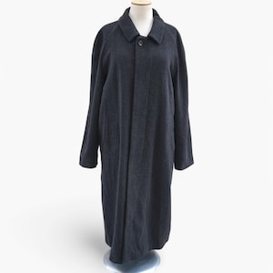Men&#39;s Wool Gray Coat, Vintage Long Raglan Coat, Charcoal Wool Men Warm Spring Coat, Long Sleeve Casual Women Coat, Minimalist Clothing