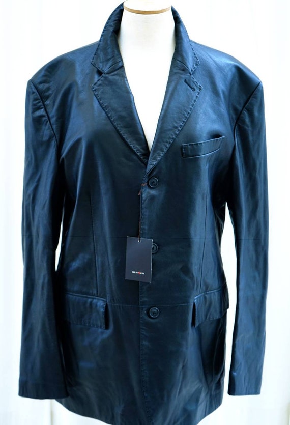 Bruno Magli Leather Suit Jacket Vintage 