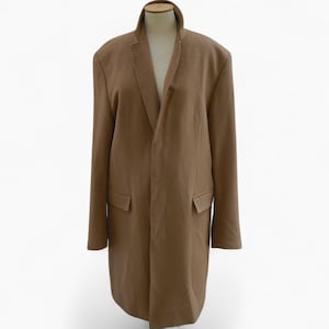 Hugo Boss pure cashmere camel long trench coat, Vintage mens single breasted coat, 100% Cashmere winter overcoat XL, Vintage clothing, Gift