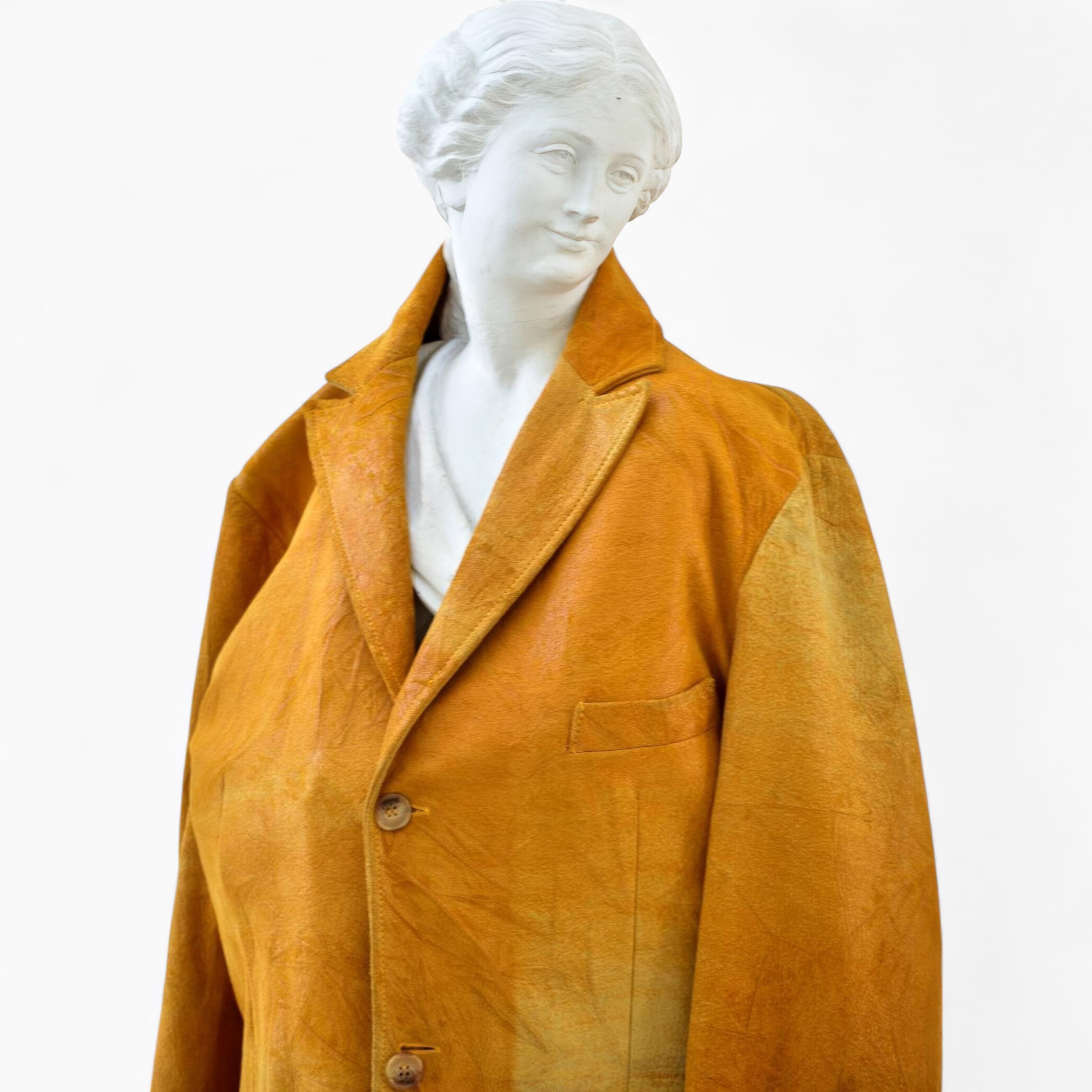 Very Early90’s/dolce gabbana非構造over coat Dolce & Gabbana Orange-yellow Leather Coat | Vintage Italian