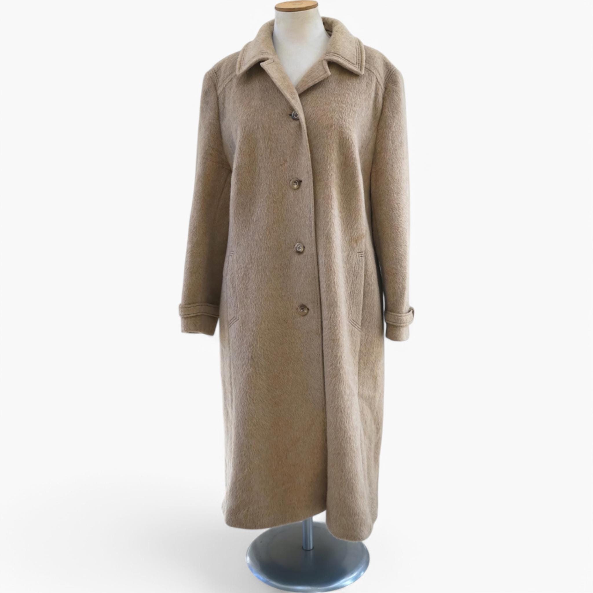 Vintage Llama Wool Coat. Beige Alpaca Wool Overcoat, Women's Warm