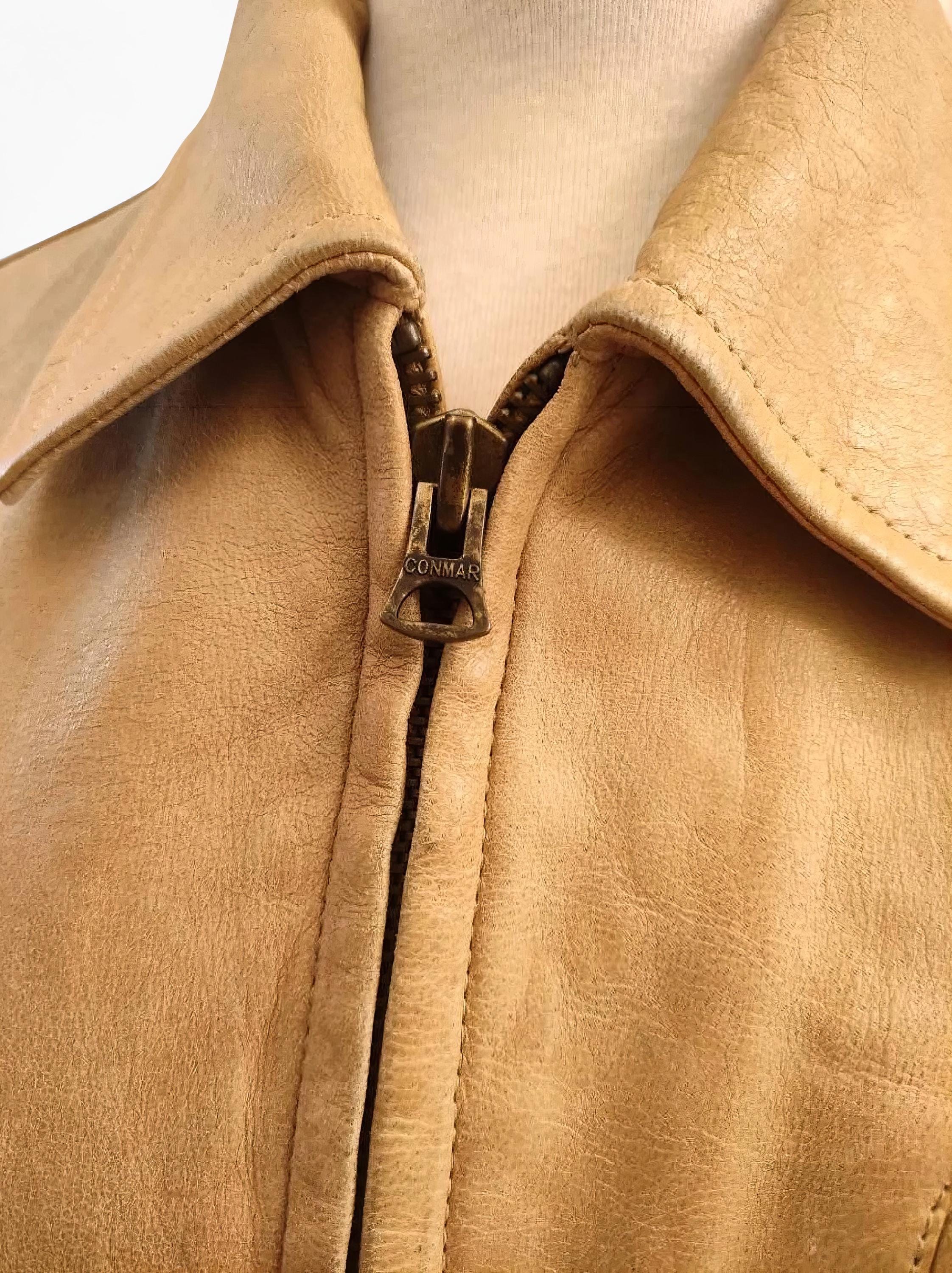 Vintage TIMBERLAND Beige Leather Jacket, 90's Genuine