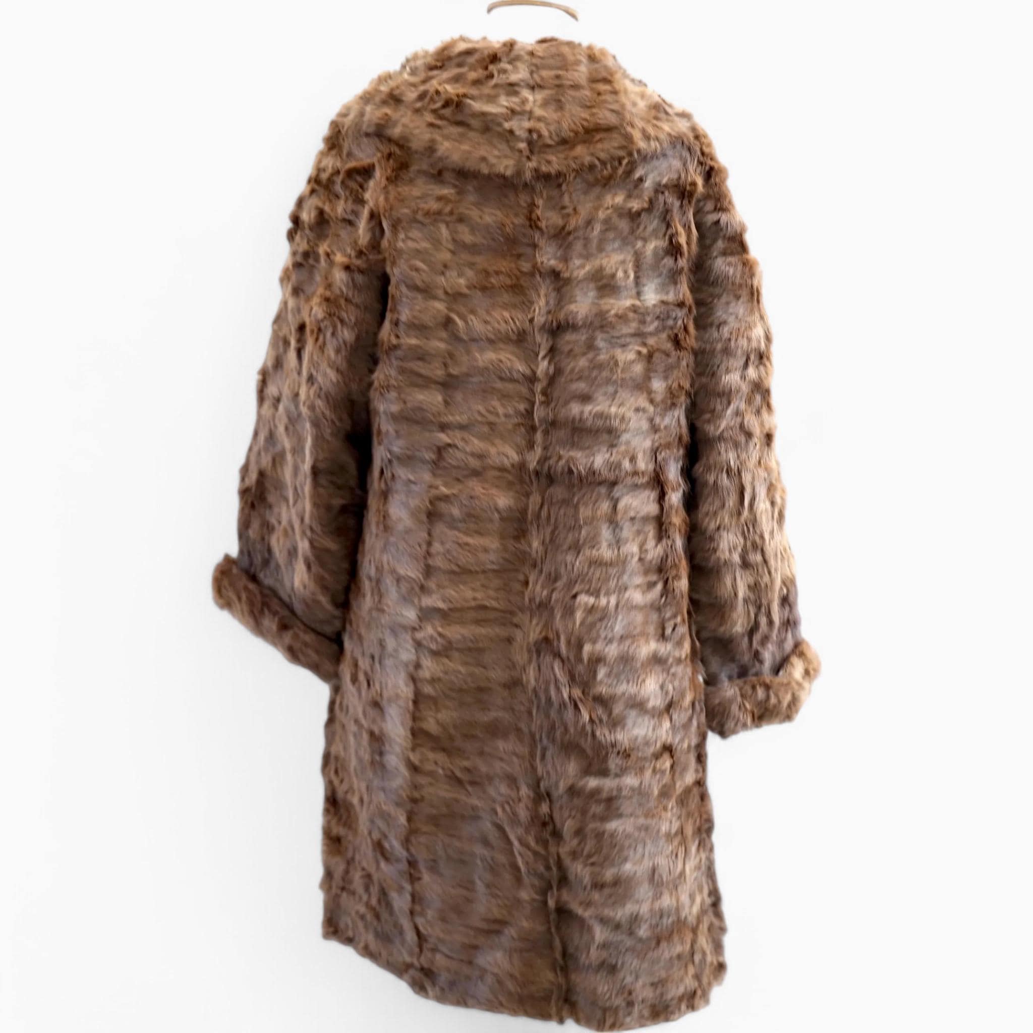 1940-50s US fur coat ファーコート ギャングコート ムートン Women's Natural Fur Coat, 1940s 1950s Swing Brown Fur. Full Length