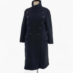 Dries Van Noten black wool coat, Vintage long coat women, Warm lined winter overcoat, Wool Trench Coat, Single-breasted coat Gift idea