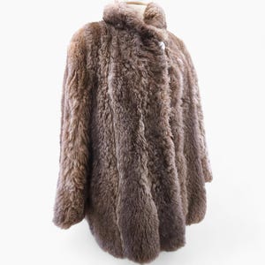 Oversized fur coat, Vintage Mid Brown Coat. 60s Women Oversized Fur Coat Chic Thick Brown Winter Coat. Vintage Clothing Gift for Woman