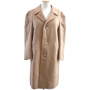 Vintage camel alpaca and wool coat, Long tailored coat men. Warm lined winter overcoat, Oversized single breasted coat. Men&#39;s clothing gift