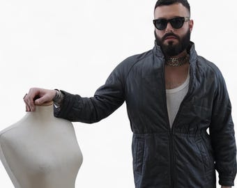 Vintage BALLY of Switzerland Men's Leather Black Jacket Size M