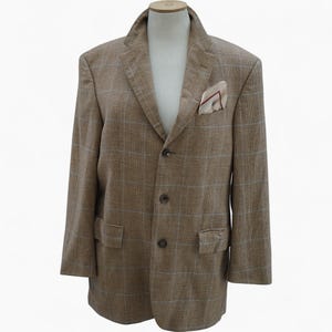 Vintage Checked Pure cashmere blazer, 80&#39;s mens single breasted coat, 100% Cashmere winter overcoat , Classic Men’s Vintage Clothing Gift