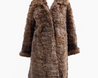 Abrigo de piel natural para mujer, años 40 y 50, marrón, estilo swing. Chaqueta de piel vintage de largo completo, abrigos largos de invierno. Capa de piel, cochecito de piel. Regalo para esposa