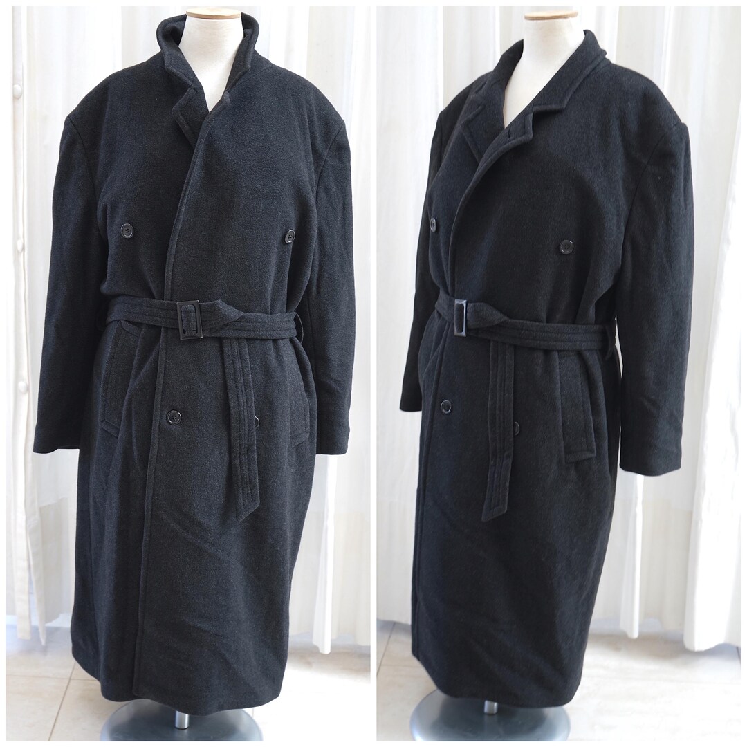 Merino Wool Belted Long Trench Coat