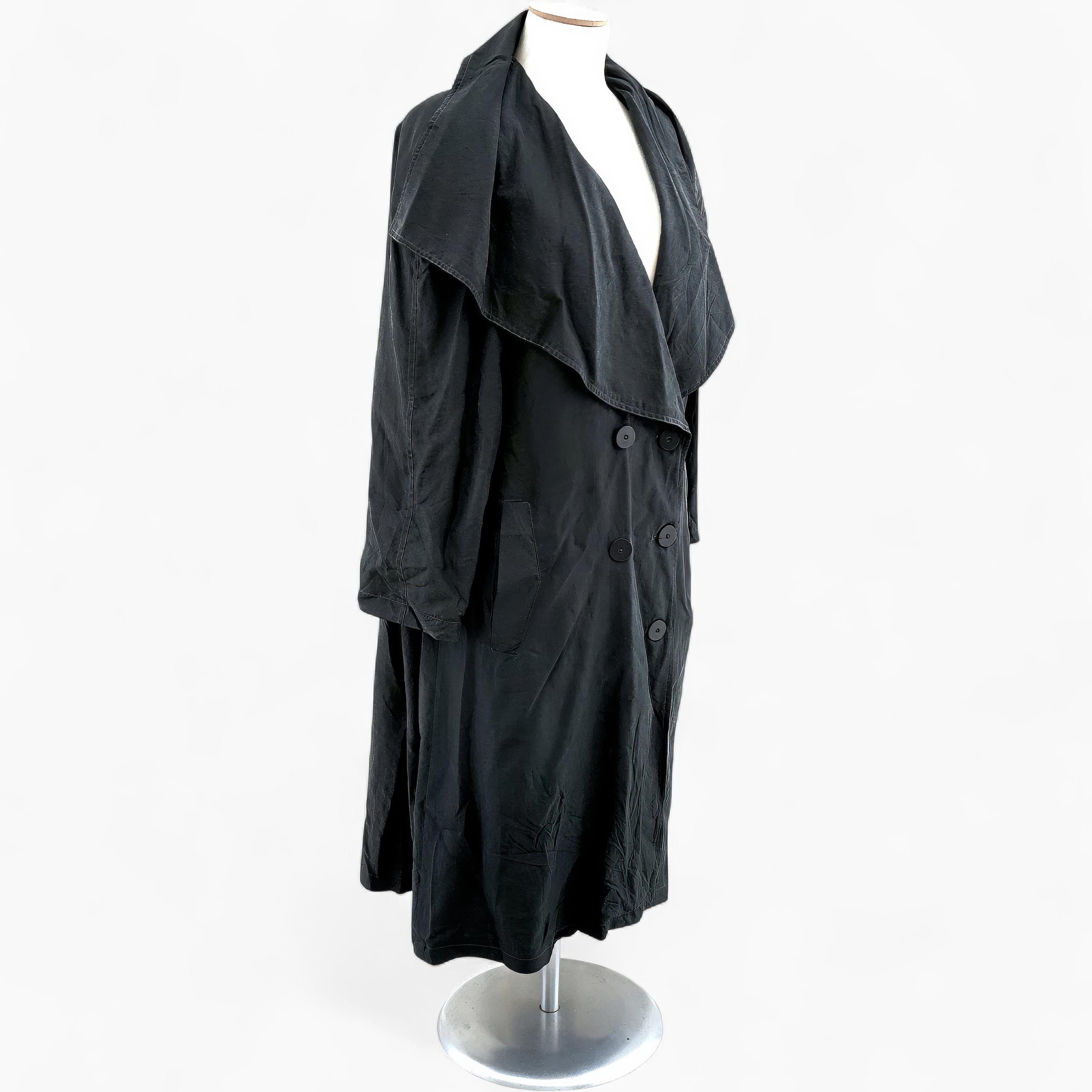 新品　deres weightlessness silk trench coat Vintage 80s/90s Silk Trench Coat, Women's Long Black Trench