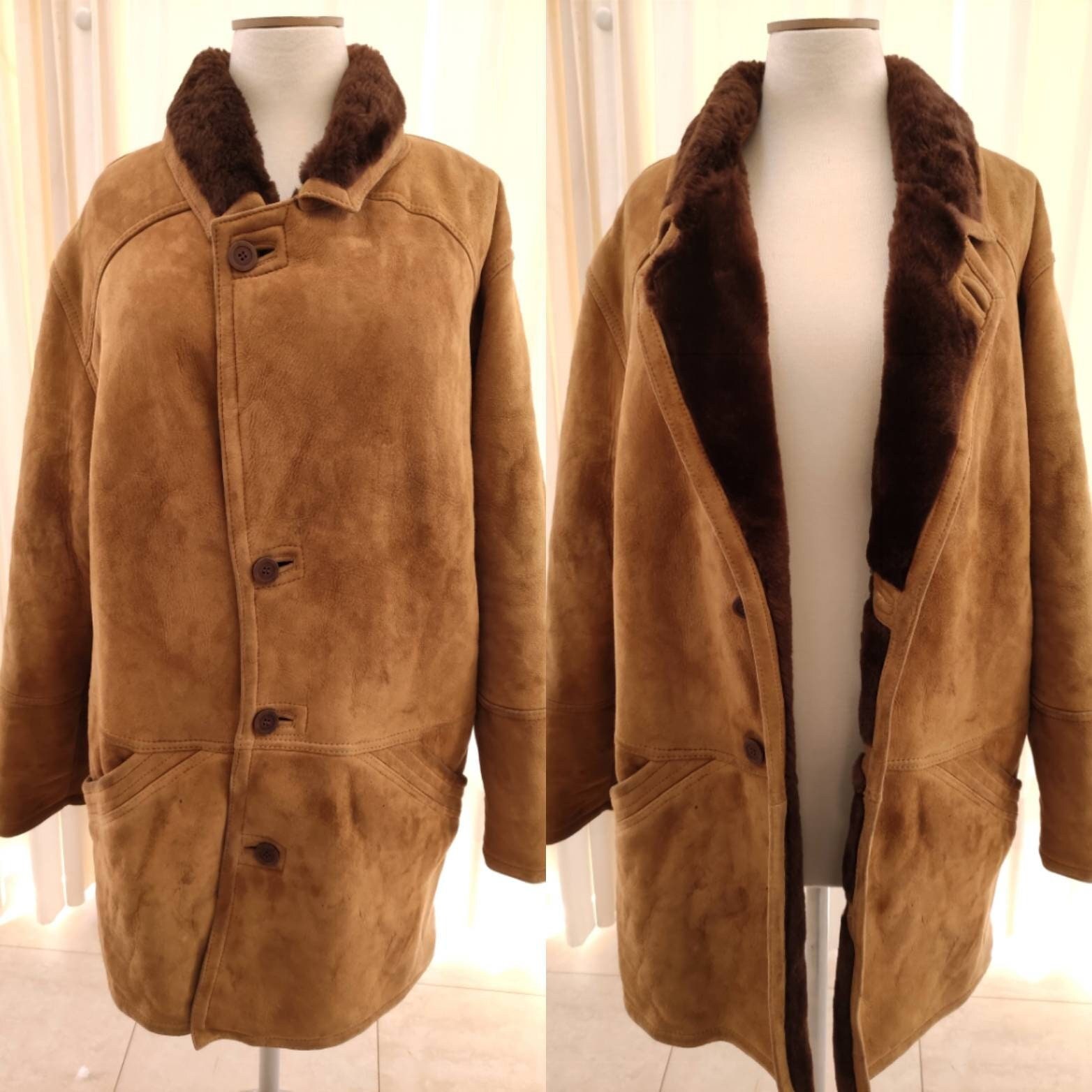  Chaqueta de cuero de los hombres de Shearling Abrigos de moda para  hombre Slim Genuine Sheepskin Outerwear, Champán : Ropa, Zapatos y Joyería