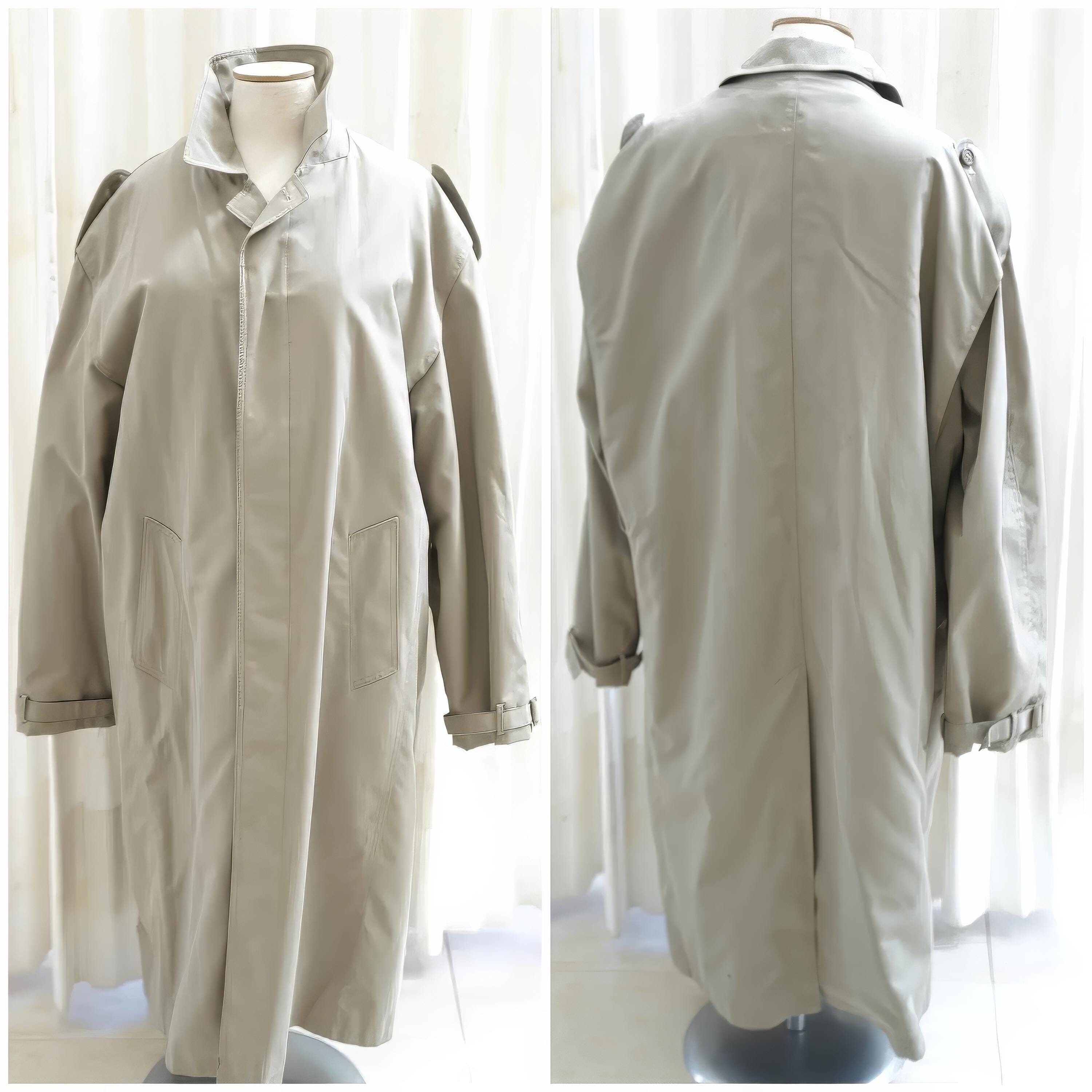 Vintage Khaki Green Trench, Raglan Long Coat Women, Men