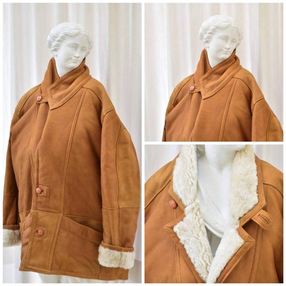 Vintage Shearling Jacket Sheepskin Brown. Shearlin