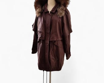 ジャケット・アウター archive grunge fur coat wine red y2k