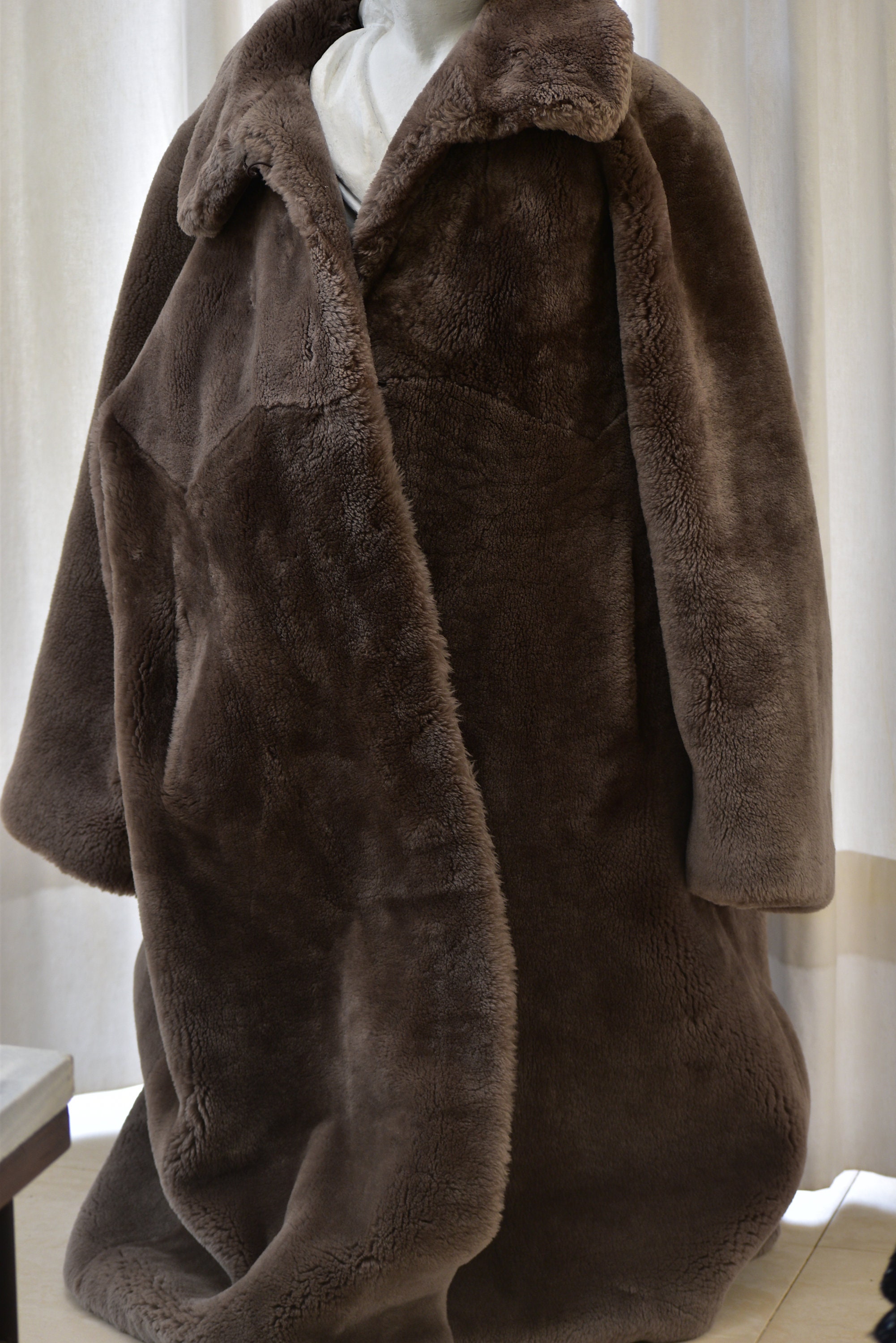 Long Shearling Lined Plush Overcoat main image 0