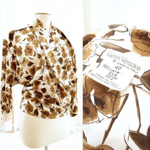 Vintage 90s Gianni Versace Swirl Pattern Long Sleeve Button Up Shirt Size XL