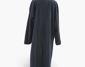 Men's Wool Gray Coat, Vintage Long Raglan Coat, Charcoal Wool Men