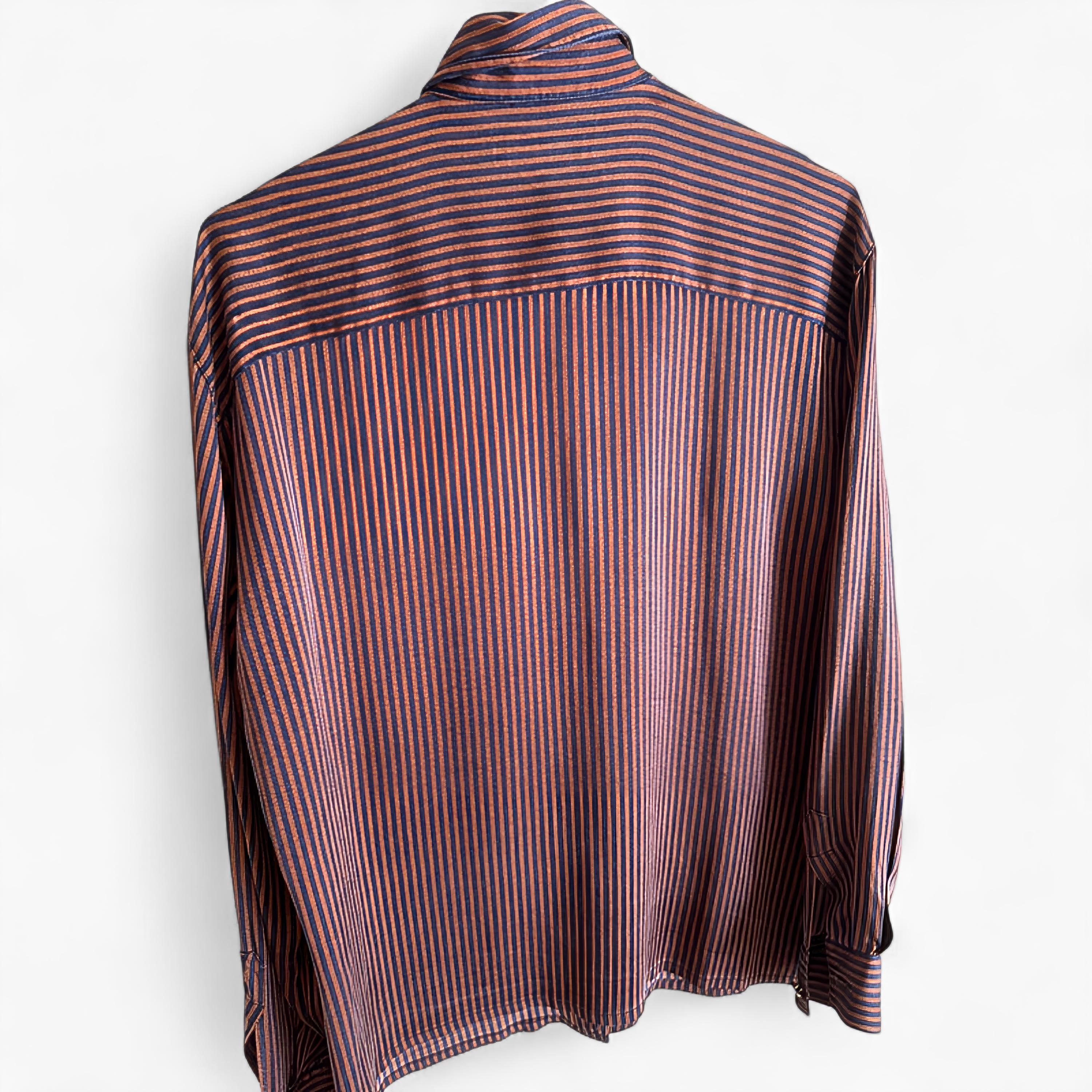 ESCADAエスカーダ90s ヴィンテージシルク 総柄ブラウスエクエストリアン Escada Vintage Silk Shirt 90s | Striped 80s Pure Silk Top