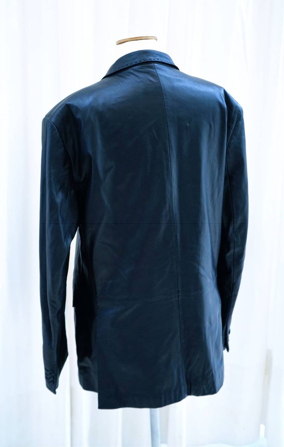 Bruno Magli Leather Suit Jacket Vintage 90s Black Lea… - Gem