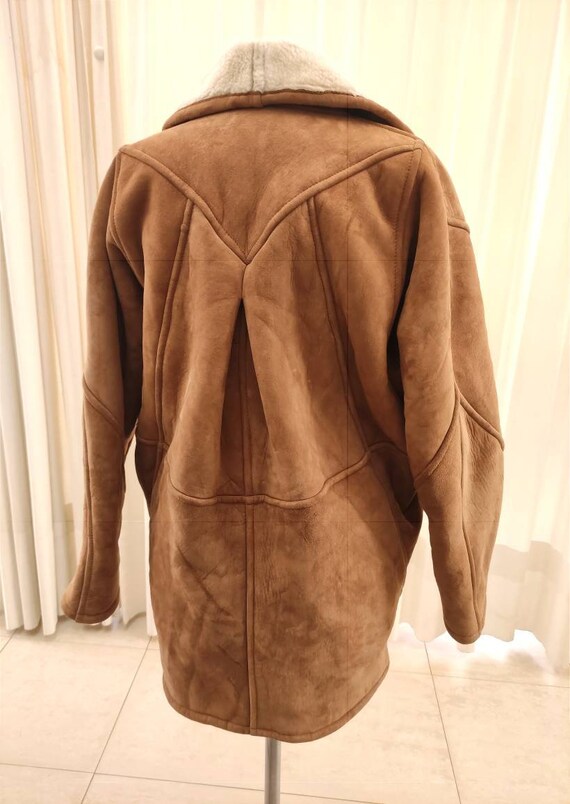 Beige shearling jacket vintage woman suede shearl… - image 7