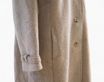 Vintage Llama Wool Coat. Beige Alpaca Wool Overcoat, Women's Warm