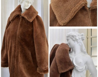 Women Zip up Teddy Midi Coat, Oversize Shearling Fur Winter Coat, Christmas Coat, Women Warm Overcoat, Gift For Women, Long Teddy Jacket