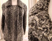 Vintage Curly Lamb Fur Coat 60s Gray Persian Curly Lamb Fur Coat Astrakhan Short Fur Coat Karakul Swakara Jacket for Woman Size Medium
