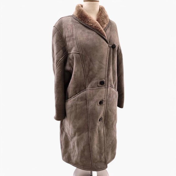 70's Sheepskin Coat Vintage Long Shearling Jacket Real