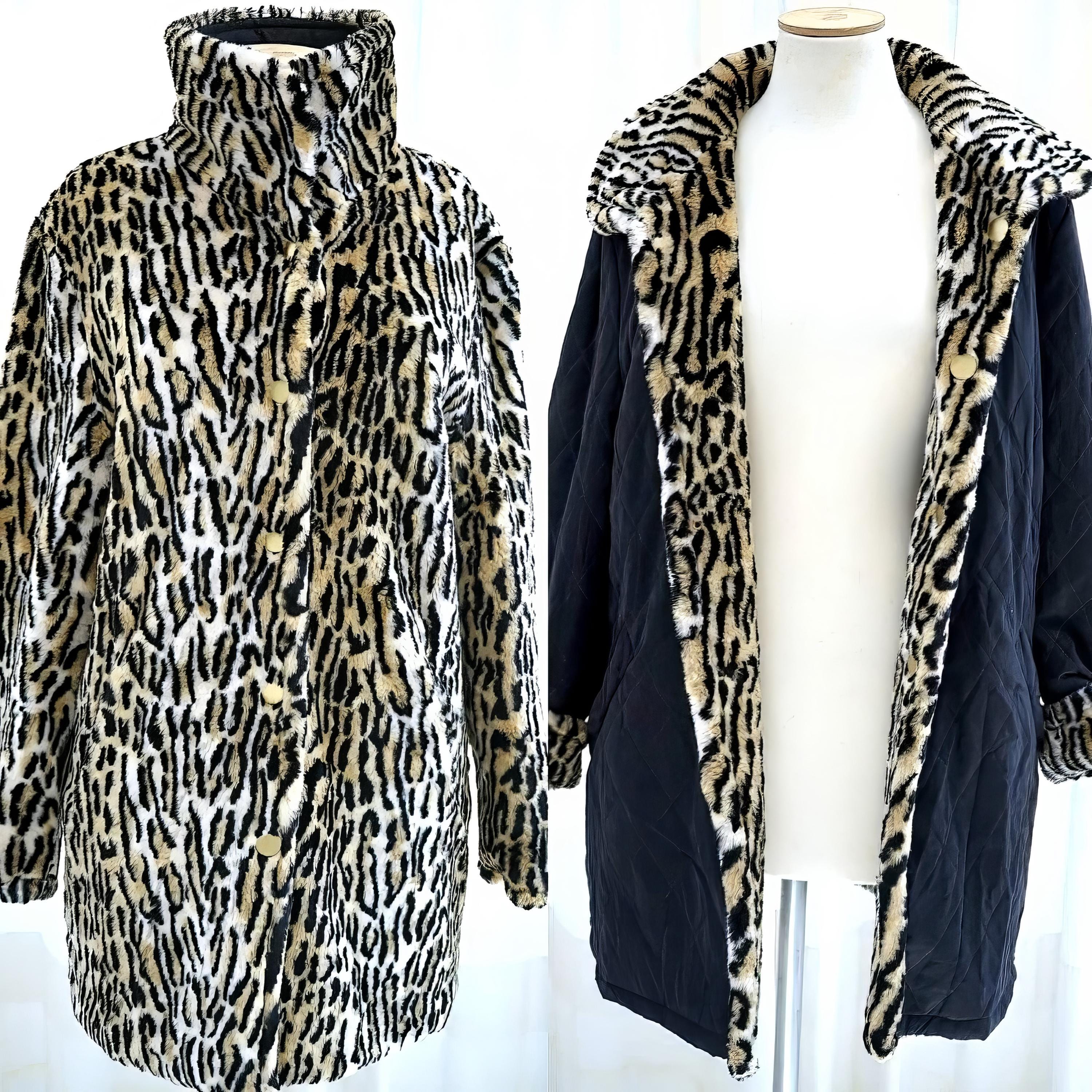 Black leopard print coat deals