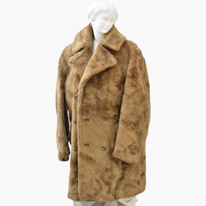 Women Faux Fur Coat, Vintage Shaggy Fur Jacket, Long Camel Coat, Women Oversized Vegan Fur,   Fluffy Teddy Coat, Eco Shearling Coat, Large