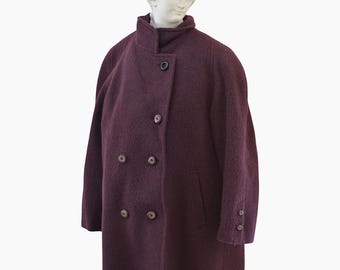 Your Sixth Sense. Vintage Lama-Mohair-Wool Overcoat. Women Winter Coat. Double Breasted Coat. Burgundy Coat. Top Quality Mid Coat. Warm Coat