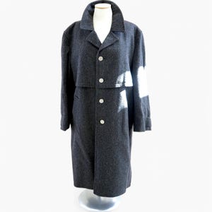 80&#39;s Gray Austrian Loden Coat. Pure Wool Overcoat. Tiroler Loden Coat. Winter Warm Coat. Men Vintage Coat Classic Gray Duster Cape Coat XL