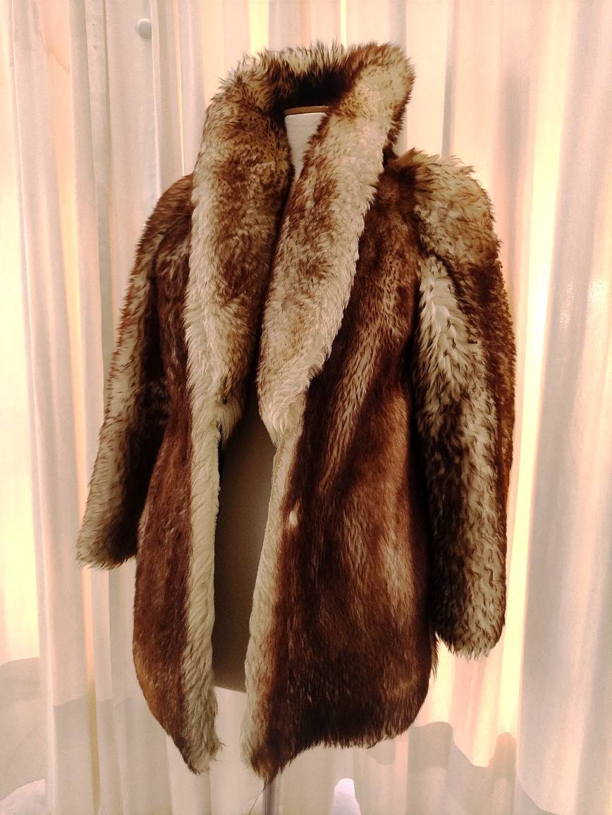Couture Hélène 80s Brown Fur Coat. Vintage Faux Fur Coat. Vegan Fur. Fur  Vintage Jacket. Women Fur Jacket. Fluffy Teddy Coat. Gift for Her. 