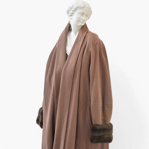 INTERVISTA - Woman long brown coat, fur coat woman, woman winter coat, embroidery sleeve design, woman fur coat, wool coat, tailored fit