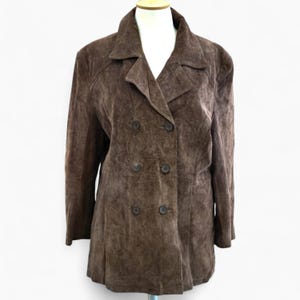 Brown Suede Coat, 1980s Vintage Real Leather Coat, Double Breasted Leather Coat, Western Brown Suede Women's Trench Coat, Winter Outerwear