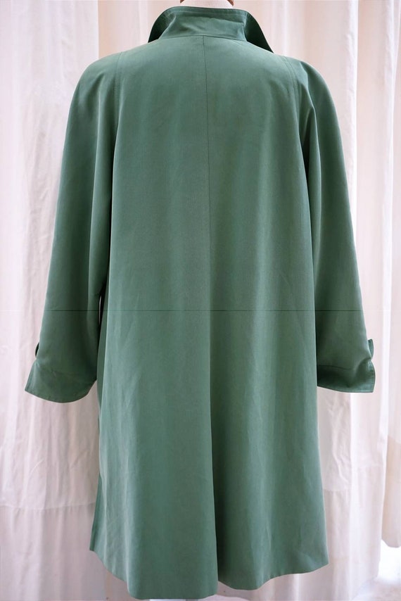 Vintage Women 80's Coat. Trench Mac Jacket Green-… - image 7