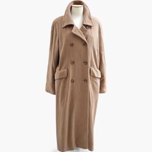 Vintage camel cashmere and wool coat, Long tailored coat. Warm lined winter overcoat, Oversized double breasted coat. Women&#39;s clothing gift