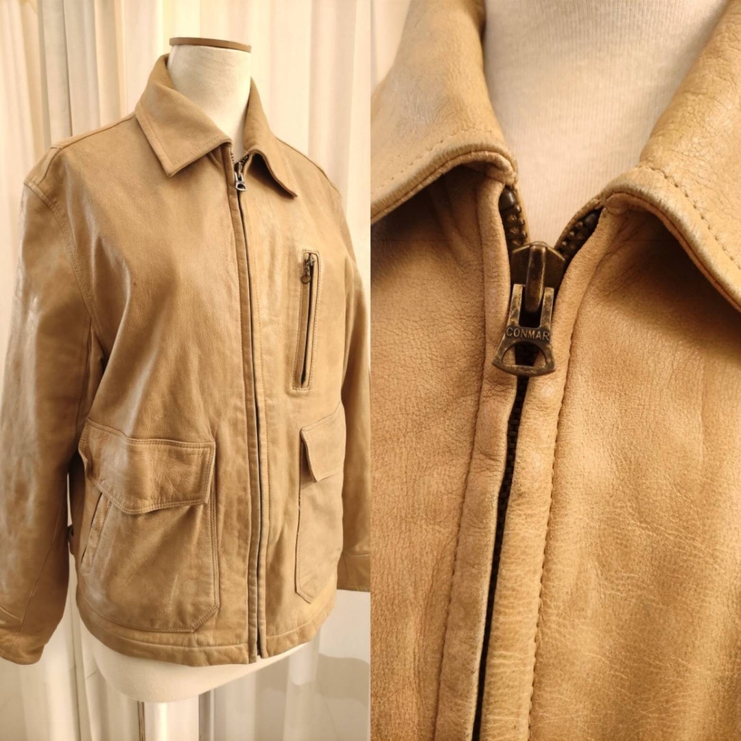 Vintage TIMBERLAND Beige Leather Jacket, 90's Genuine Vintage TIMBERLAND Beige Leather Jacket, 90's Genuine