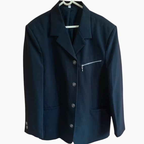Versace, Gianni Versace 90s Blazer, Minimalist Vintage Clothing | Rare Black Wool Jacket Men’s, Italian Designer Blazer, Luxury Vintage Clothing Gift
