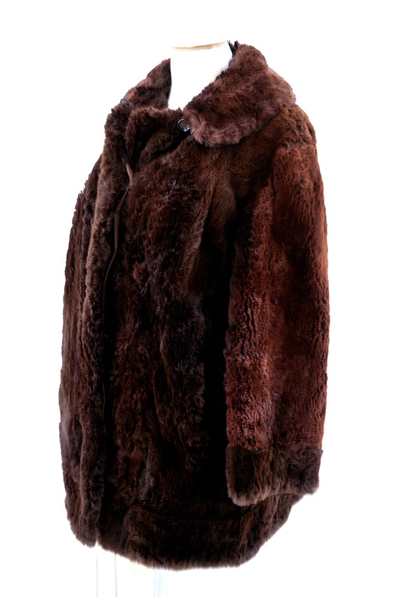 Vintage Brown Real Fur Coat. Long Teddy Jacket. O… - image 8