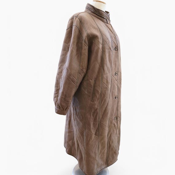 Cappotto lungo in montone marrone da donna, cappotto in vera pelle