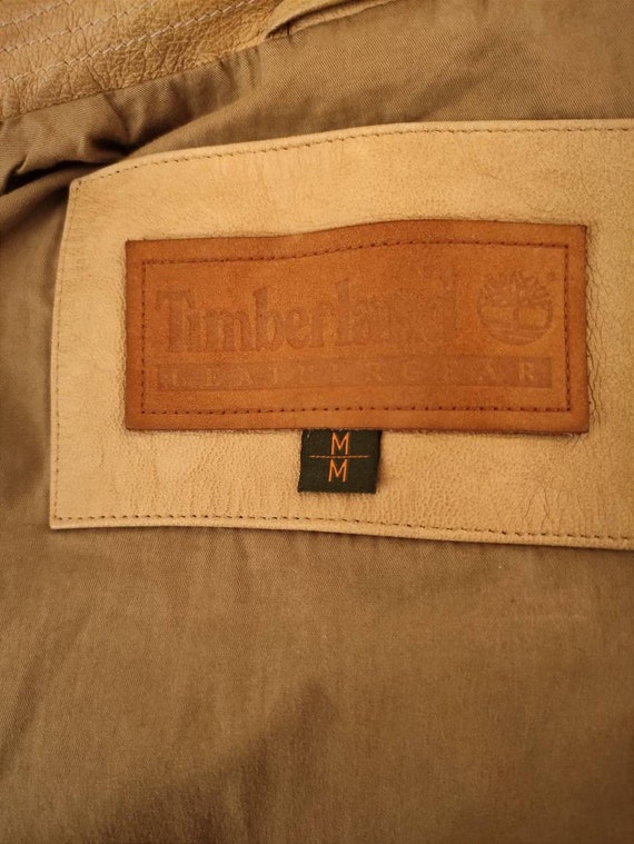 TIMBERLAND Beige Leather Jacket 90's Genuine -