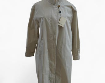 Aquarama Beige Trenchcoat, Vintage Langer Mantel, 90er Jahre Plissee Trench, Geschenke für Sie, Vintage Kleidung, Minimalistische Oberbekleidung Frühlingsmantel XL