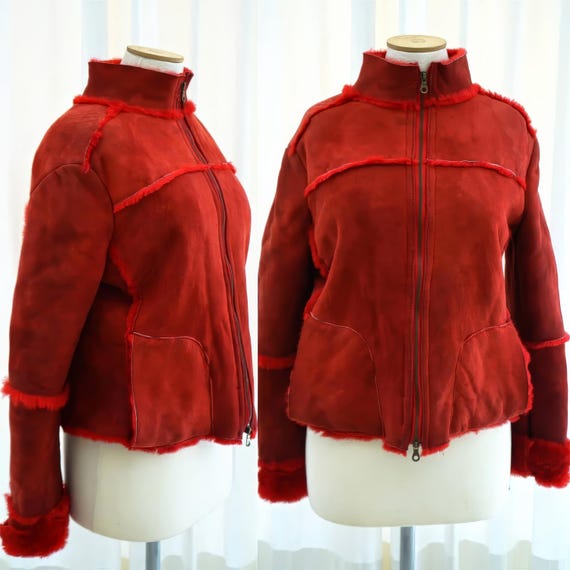 GALLOTTI Red Shearling Jacket. Real Sheepskin Coat. Pale Red Suede Coat. Boho Gypsy Jacket. Women s Real Shearling Penny Lane Red Coat Etsy UK