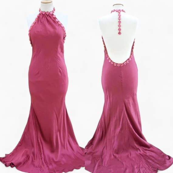 Pure Silk Magenta Mermaid Infinity Dress for Women. Halter Neck Floor  Length Satin Dress. Backless Bridesmaid Dress. Summer Island Dress - Etsy