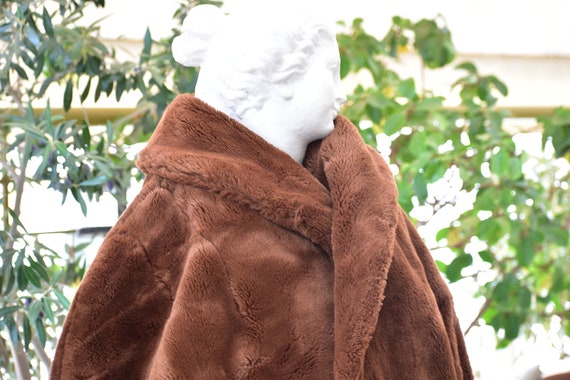 Couture Hélène 80s Brown Fur Coat. Vintage Faux Fur Coat. - Etsy