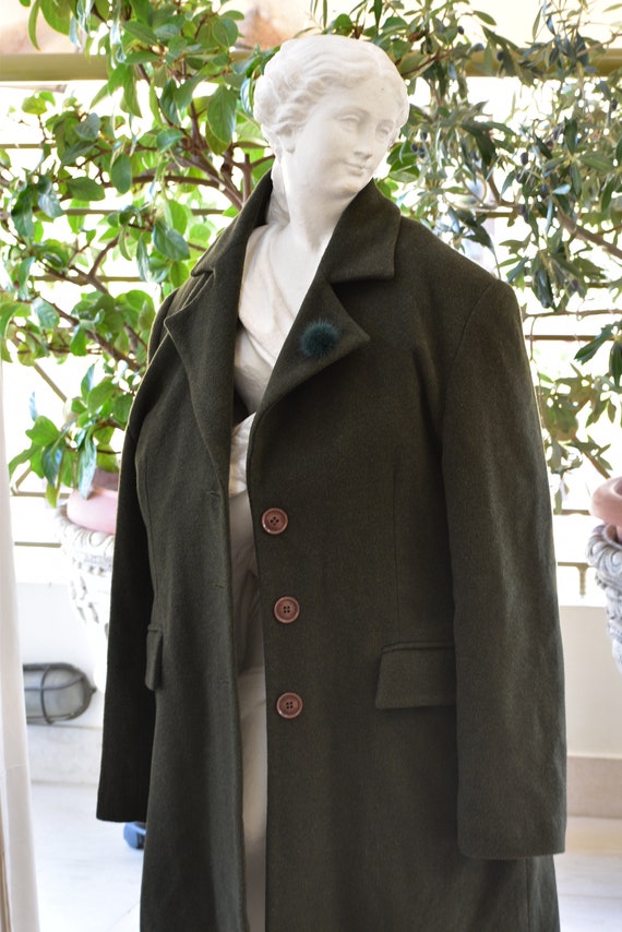 1990s Vintage Women Olive-green Coat 