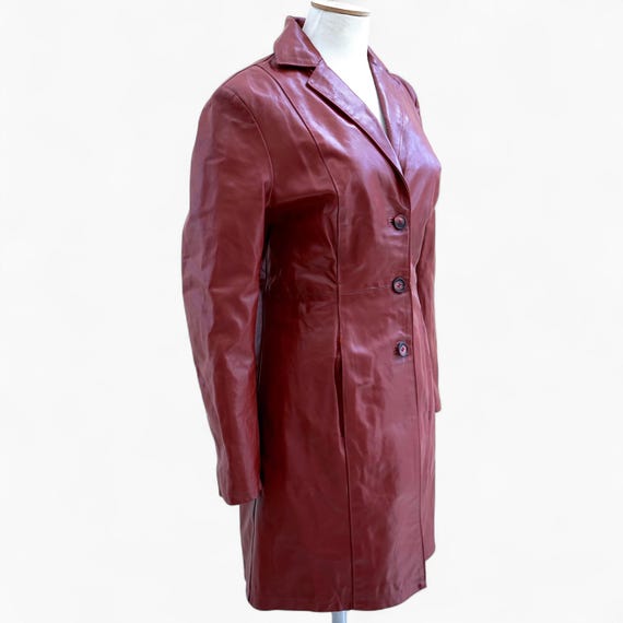 ジャケット・アウター 80's vintage leather long hoodie coat Vintage* 80's Hong Kong Napa Brown Leather Hoodie Jacket Red